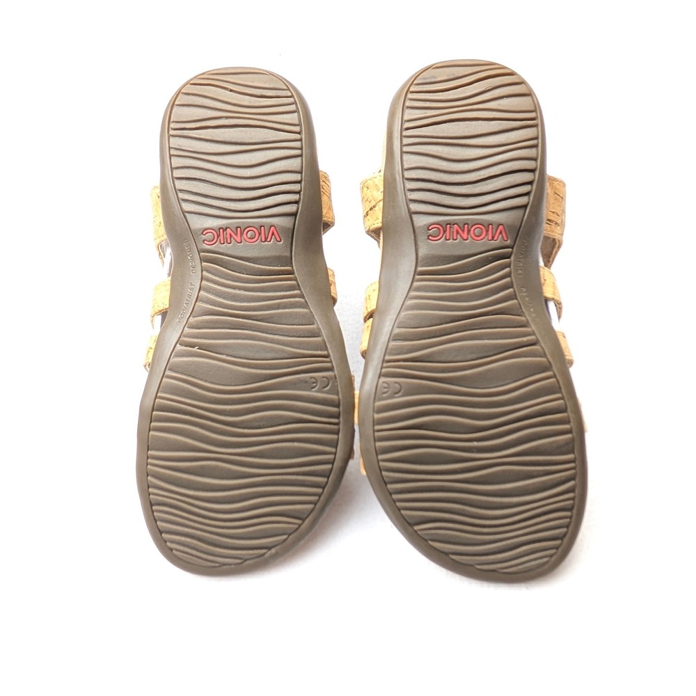 Vionic Amber Cork Gold Fleck Adjustable Strappy Orthotic Sandals Womens Size 8 - Picture 6 of 7